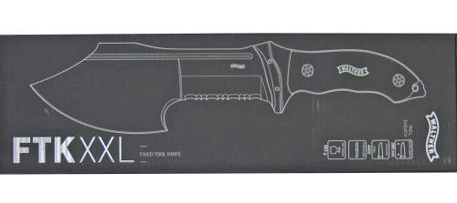 Walther, Outdoormesser, partieller Wellenschliff, G10/Walnussholz Griff, Scheide